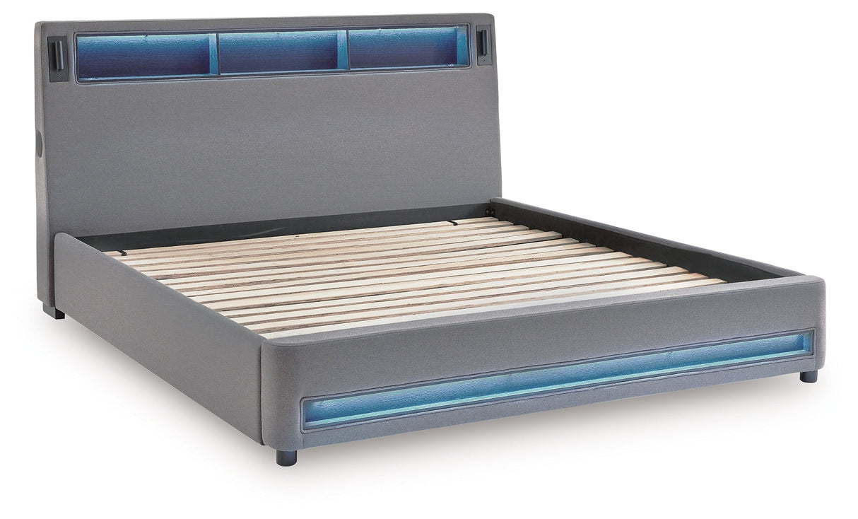 Verishaw Gray Queen Upholstered Bed by Ashley at Eve Furniture
