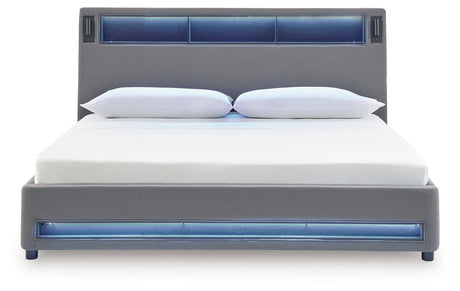 Verishaw Gray Queen Upholstered Bed by Ashley at Eve Furniture