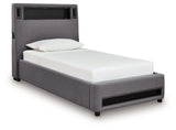 Verishaw Gray Twin Upholstered Bed by Ashley at Eve Furniture