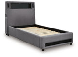 Verishaw Gray Twin Upholstered Bed by Ashley at Eve Furniture