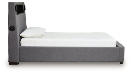 Verishaw Gray Twin Upholstered Bed by Ashley at Eve Furniture