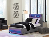 Verishaw Gray Twin Upholstered Bed by Ashley at Eve Furniture