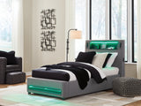 Verishaw Gray Twin Upholstered Bed by Ashley at Eve Furniture