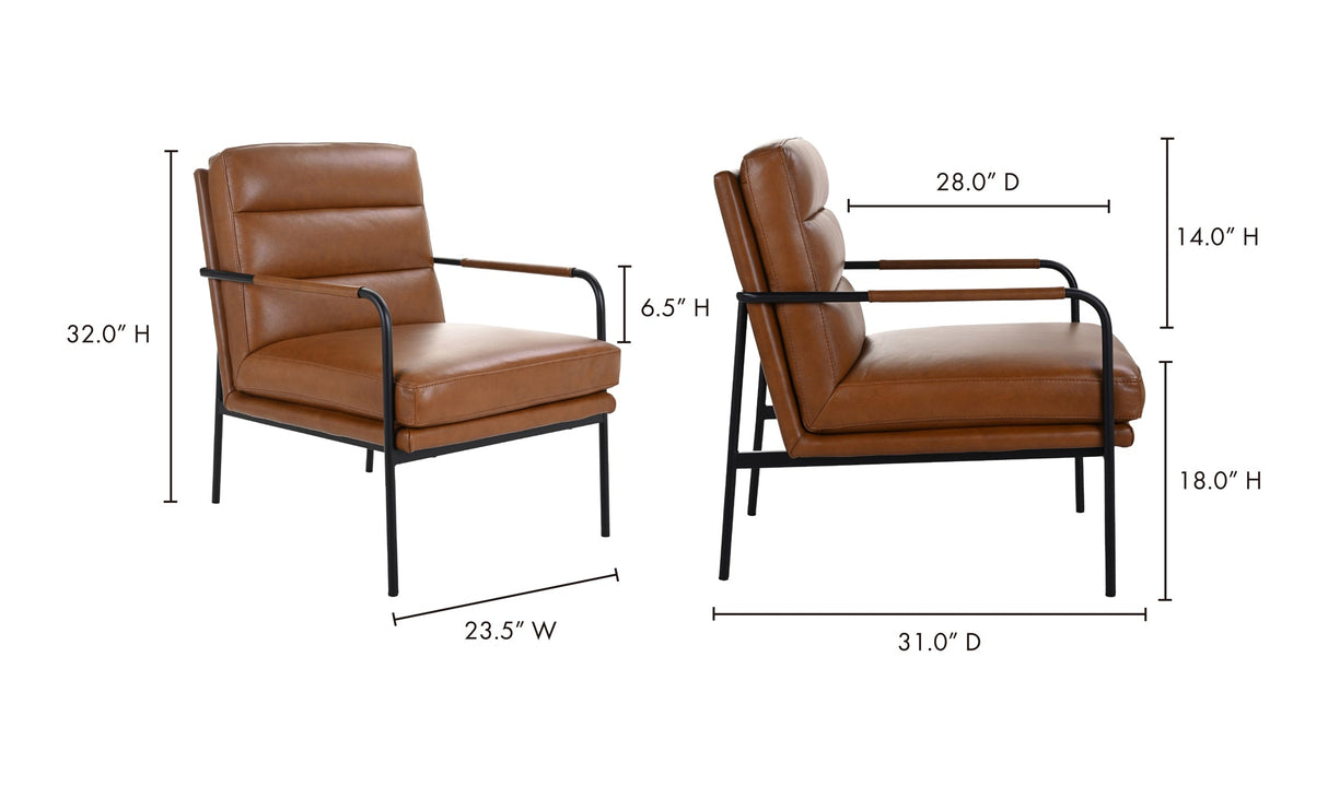 Verlaine Armchair Chestnut Brown by Moe's Home at Eve Furniture
