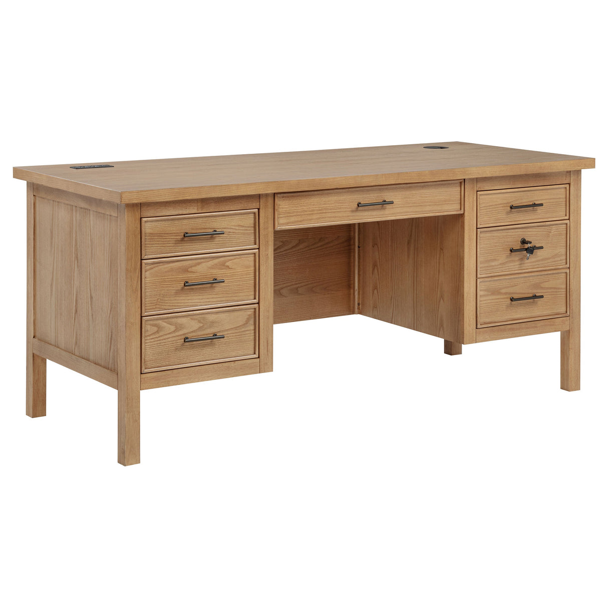 Vermes Light Ash 66-inch 7-drawer Computer Desk with Power Outlet by Coaster at Eve Furniture