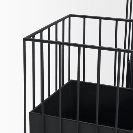 Verna Matte Black Wire Cage Metal Planters (Set of 2) by Mercana at Eve Furniture