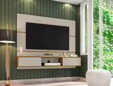 Vernon 62.99 Floating Entertainment Center in Off White and Cinnamon by Manhattan Comfort at Eve Furniture