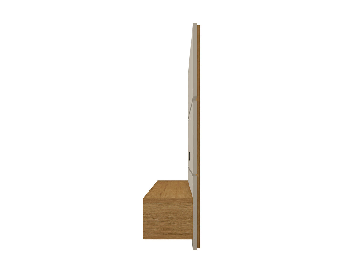 Vernon 62.99 Floating Entertainment Center in Off White and Cinnamon by Manhattan Comfort at Eve Furniture