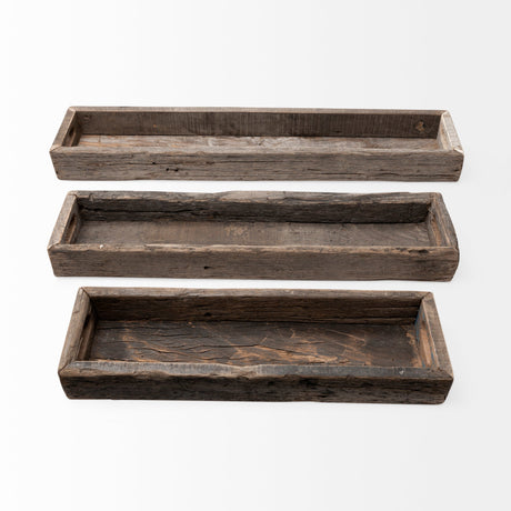 Vernon (Large) Brown Reclaimed Wood Tray by Mercana at Eve Furniture