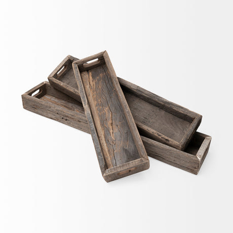 Vernon (Large) Brown Reclaimed Wood Tray by Mercana at Eve Furniture