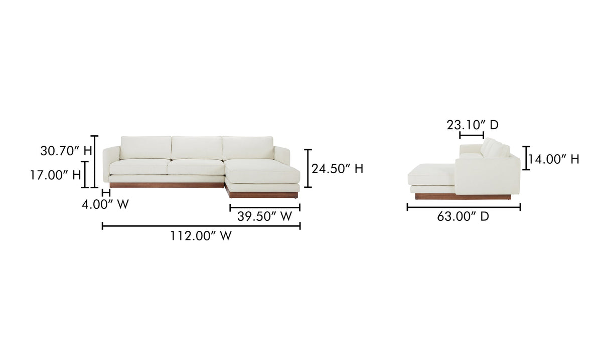 Vernon Sectional White by Moe's Home at Eve Furniture