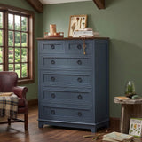 Verona Craft 6-Drawer Blue Farmhouse Tall Chest by Manhattan Comfort at Eve Furniture