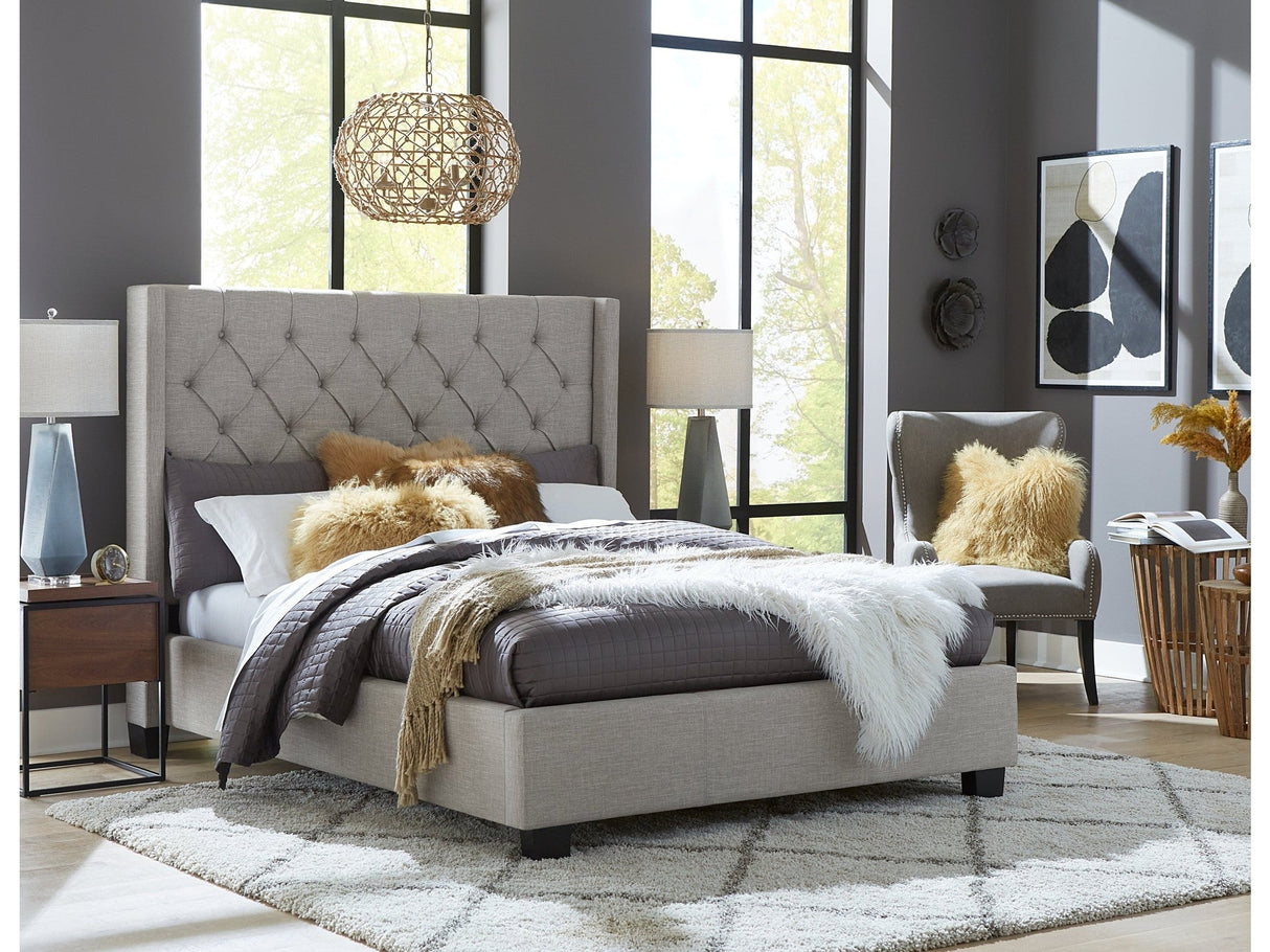 Verona Upholstered Platform Bed in Speckled Grey by Modus Furniture at Eve Furniture