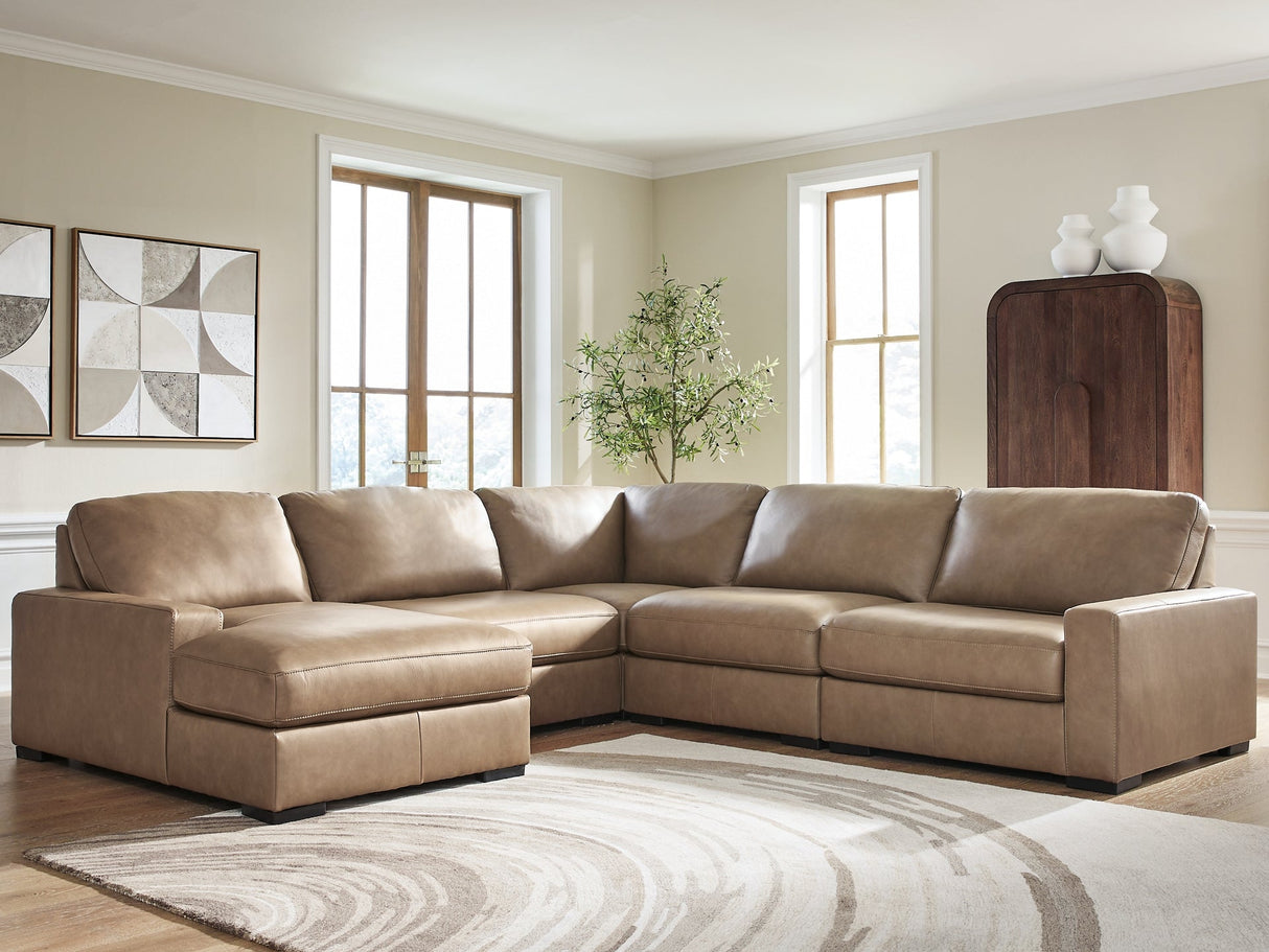 Veronella Sahara 5-Piece Sectional with LAF Chaise by Ashley at Eve Furniture