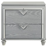 Veronica 2-drawer Nightstand Bedside Table Light Silver