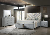 Veronica Light Silver 4-Piece Eastern King Bedroom Set with Upholstered LED Headboard