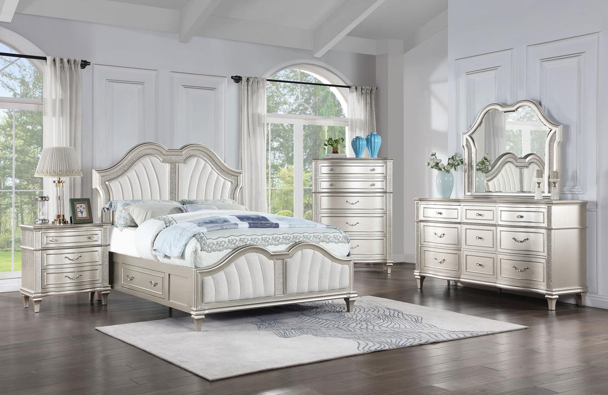 Veronica Silver Oak and Ivory 5-Piece Eastern King Storage Bed with LED Headboard