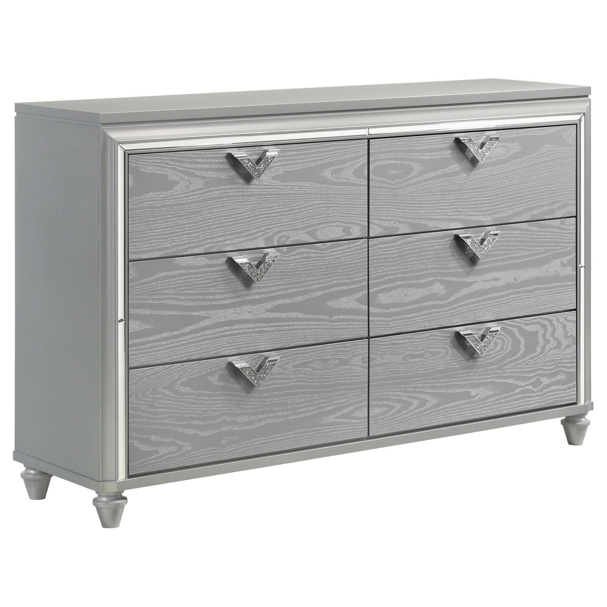 Veronica 6-drawer Bedroom Dresser Light Silver