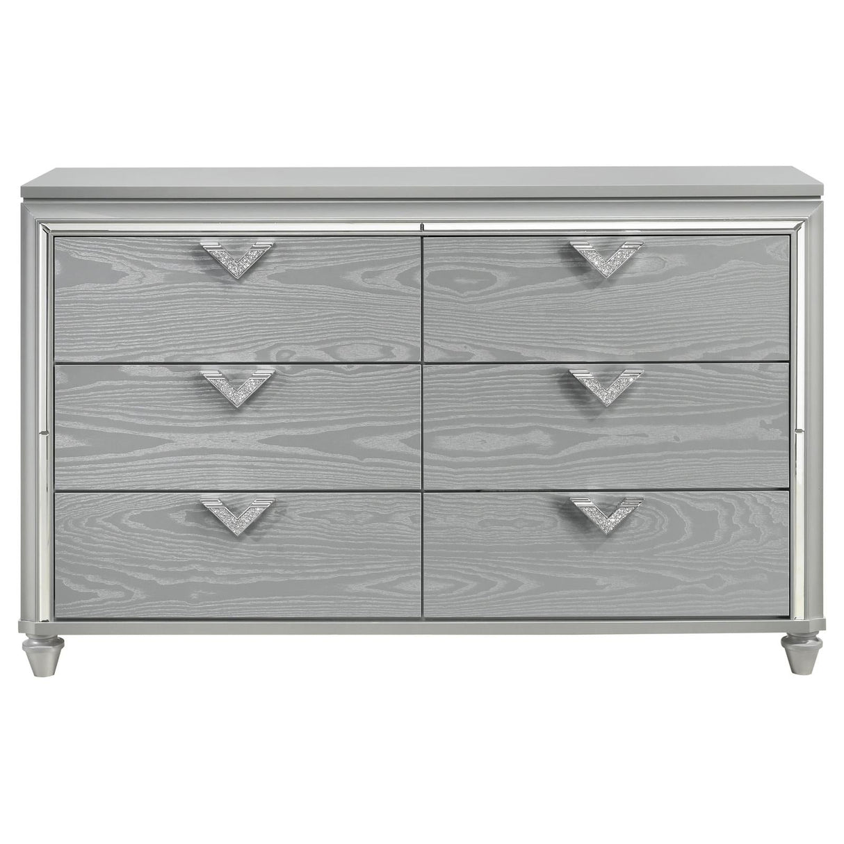 Veronica 6-drawer Bedroom Dresser Light Silver