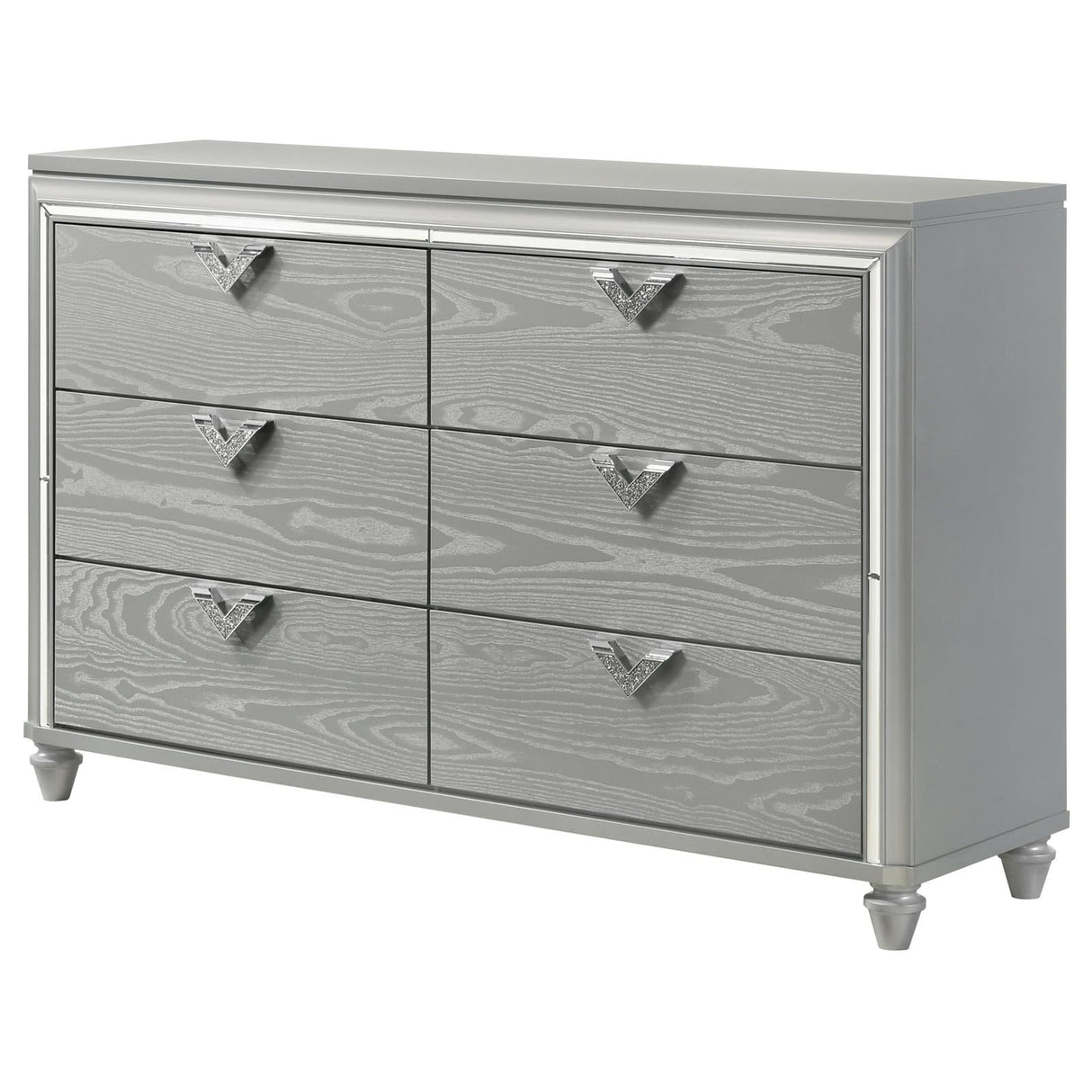 Veronica 6-drawer Bedroom Dresser Light Silver