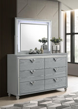 Veronica Light Silver 6-Drawer Bedroom Dresser with Mirror