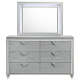 Veronica Light Silver 6-Drawer Bedroom Dresser with Mirror