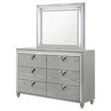 Veronica Light Silver 6-Drawer Bedroom Dresser with Mirror