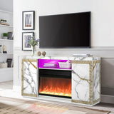 Versa White TV Stand with Fireplace by New Era Innovations at Eve Furniture