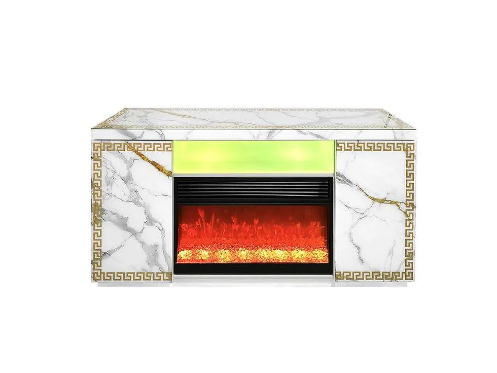 Versa White TV Stand with Fireplace by New Era Innovations at Eve Furniture