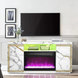 Versa White TV Stand with Fireplace by New Era Innovations at Eve Furniture
