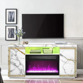 Versa White TV Stand with Fireplace by New Era Innovations at Eve Furniture