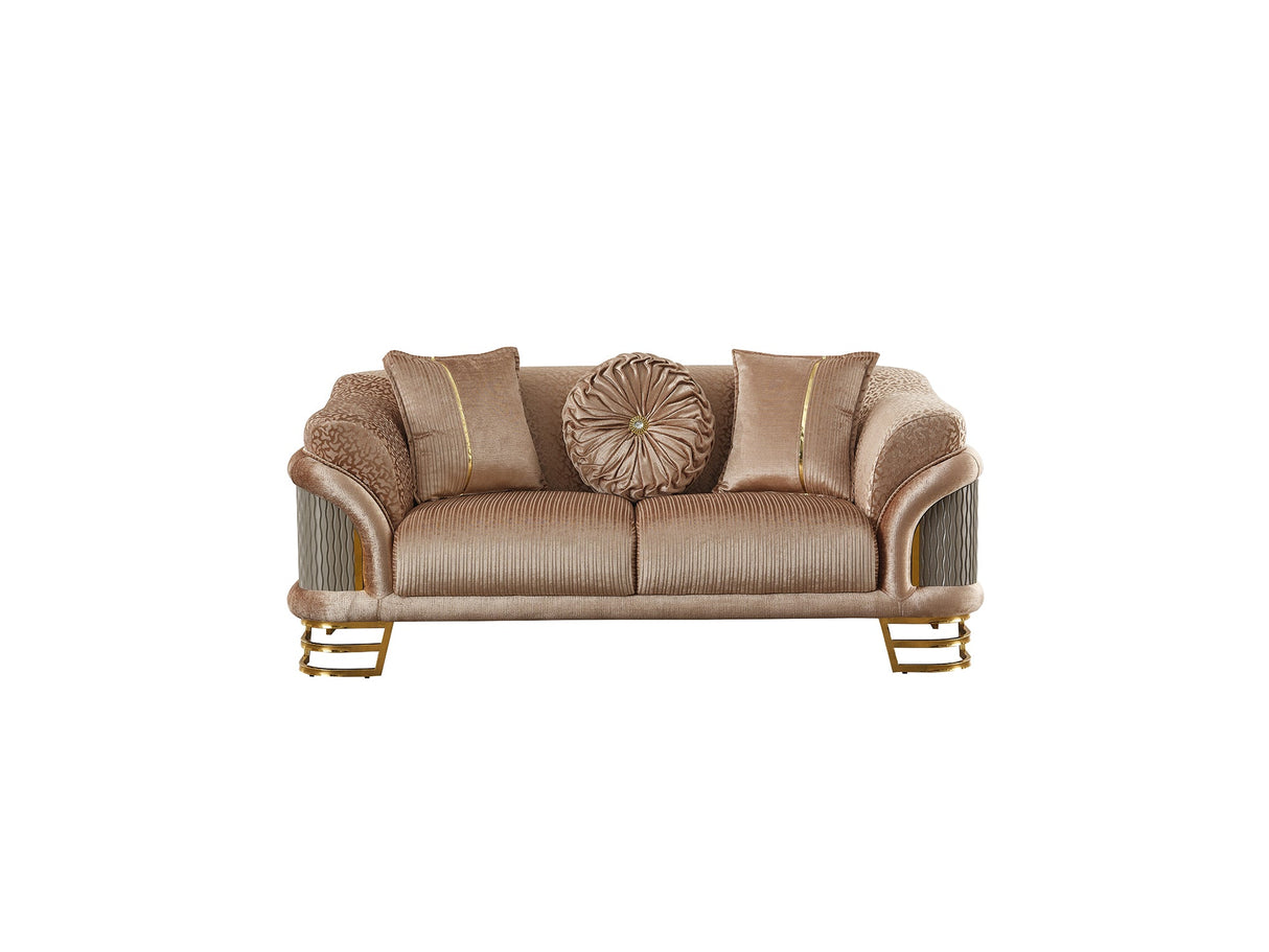 Versace 3-pieces (Sofa & Loveseat & Chair) Livingroom Set Beige by Furnia at Eve Furniture