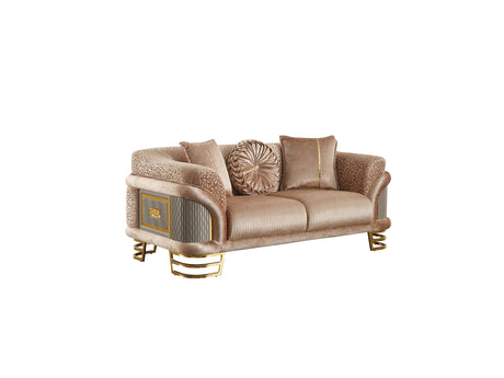 Versace 3-pieces (Sofa & Loveseat & Chair) Livingroom Set Beige by Furnia at Eve Furniture