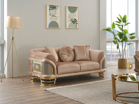 Versace 3-pieces (Sofa & Loveseat & Chair) Livingroom Set Beige by Furnia at Eve Furniture