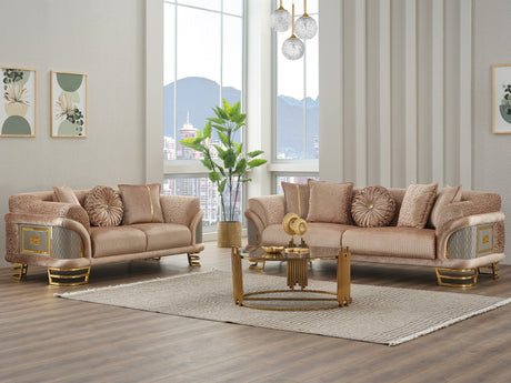 Versace 3-pieces (Sofa & Loveseat & Chair) Livingroom Set Beige by Furnia at Eve Furniture