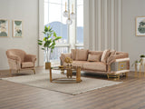 Versace 3-pieces (Sofa & Loveseat & Chair) Livingroom Set Beige by Furnia at Eve Furniture