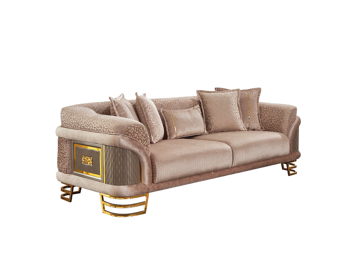 Versace 3-pieces (Sofa & Loveseat & Chair) Livingroom Set Cream by Furnia at Eve Furniture