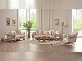 Versace 3-pieces (Sofa & Loveseat & Chair) Livingroom Set Cream by Furnia at Eve Furniture