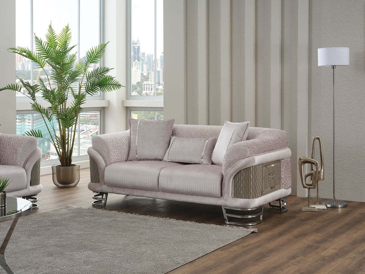 Versace 3-pieces (Sofa & Loveseat & Chair) Livingroom Set in Light Grey by Furnia at Eve Furniture