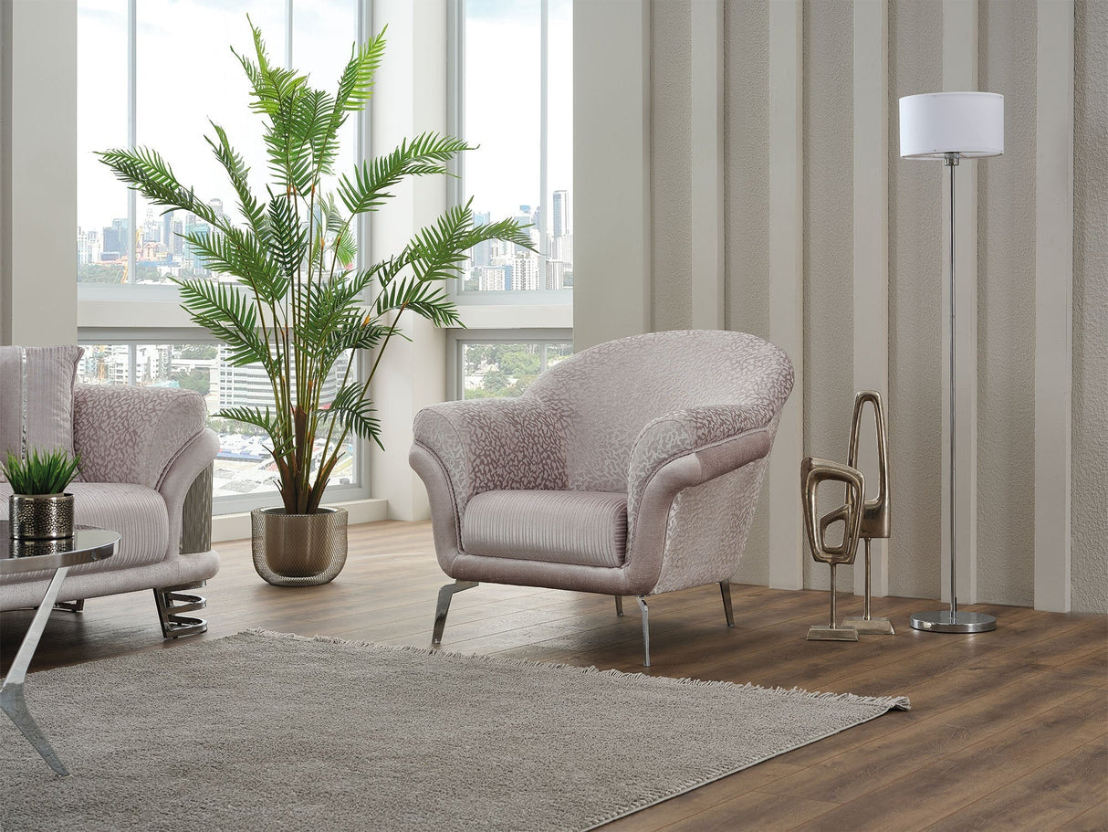 Versace 3-pieces (Sofa & Loveseat & Chair) Livingroom Set in Light Grey by Furnia at Eve Furniture
