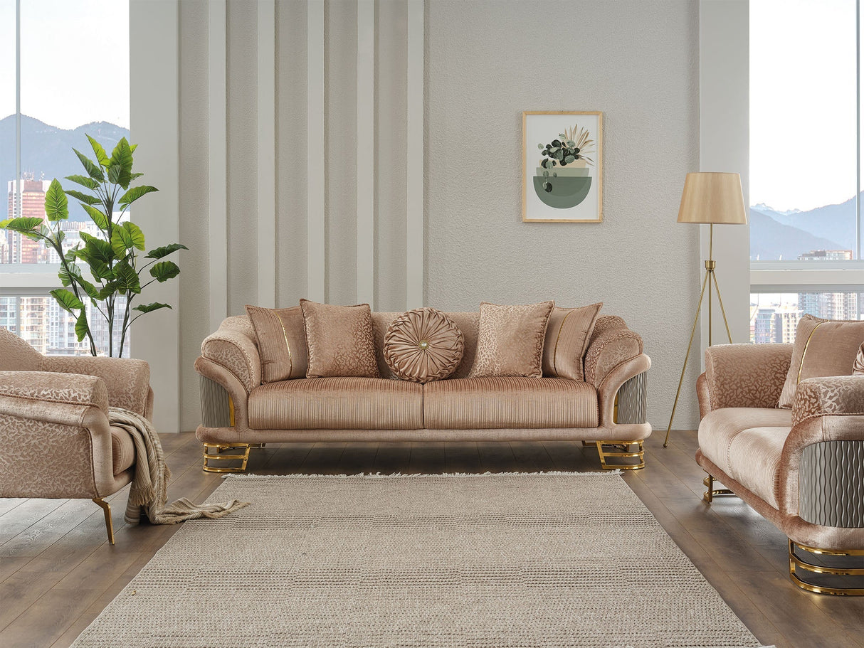 Versace Beige Stationary Sofa by Furnia at Eve Furniture