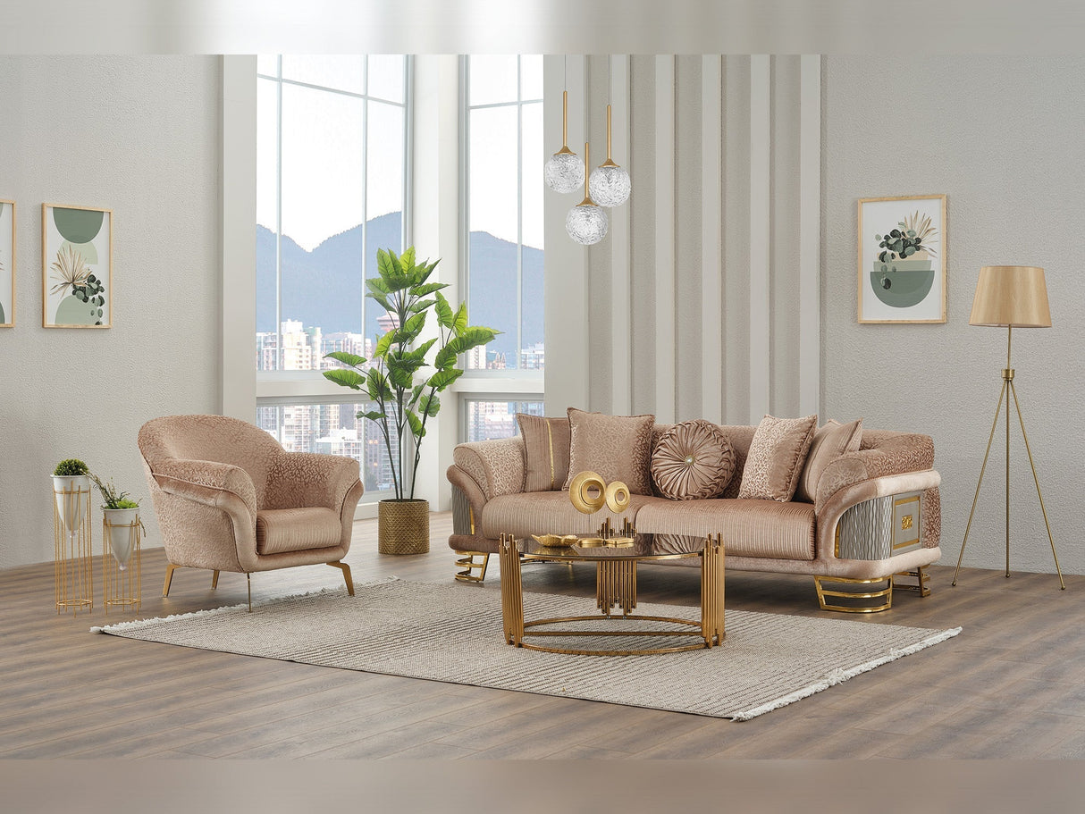 Versace Beige Stationary Sofa by Furnia at Eve Furniture