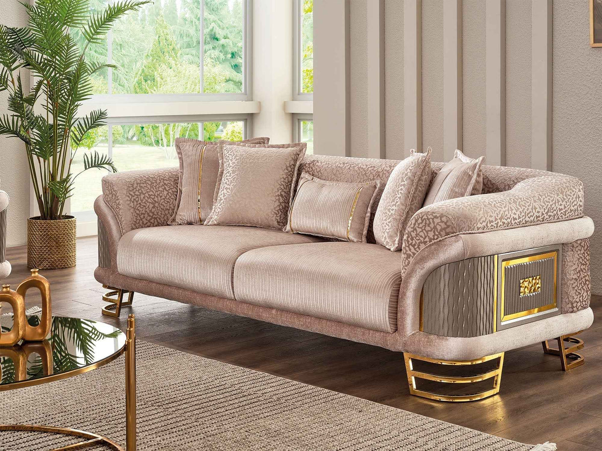 Versace Cream Stationary Sofa by Furnia at Eve Furniture