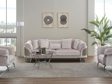 Versace Light Grey 3-pieces (Sofa & Loveseat & Chair) Living Room Set by Furnia at Eve Furniture
