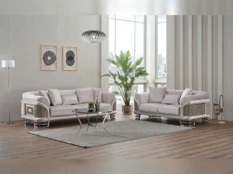 Versace Light Grey Stationary Loveseat by Furnia at Eve Furniture