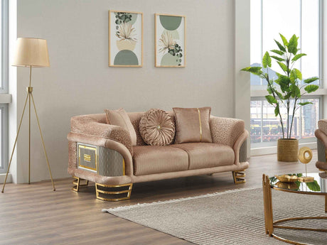 Versace Stationary Loveseat Beige by Furnia at Eve Furniture