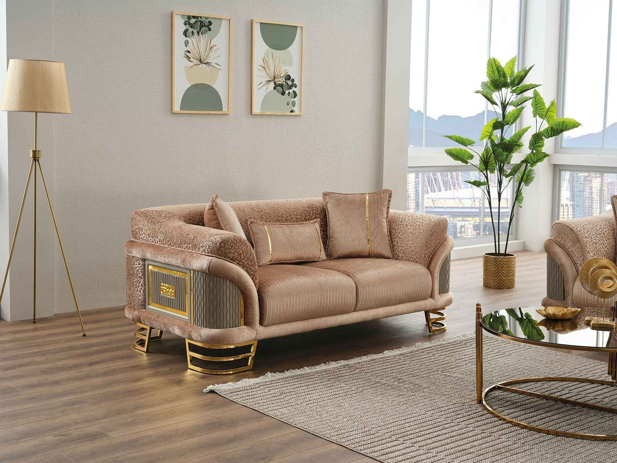 Versace Stationary Loveseat Beige by Furnia at Eve Furniture