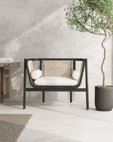 Versailles Accent Chair in Black, Natural Cane and Cream by Manhattan Comfort at Eve Furniture