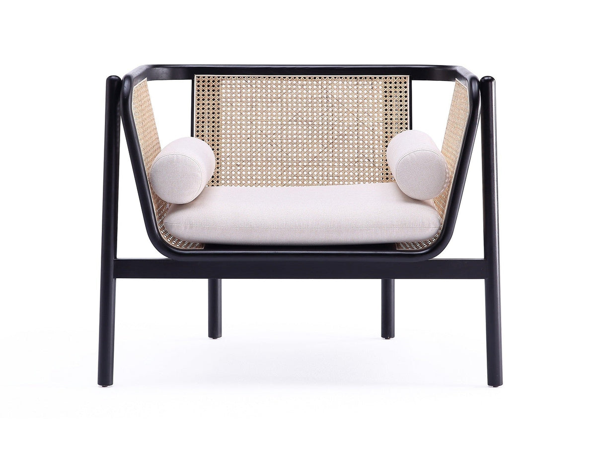 Versailles Accent Chair in Black, Natural Cane and Cream by Manhattan Comfort at Eve Furniture