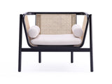 Versailles Accent Chair in Black, Natural Cane and Cream by Manhattan Comfort at Eve Furniture